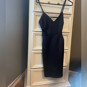 forever 21 sexy black dress form fitting with a stretch see-through lace side